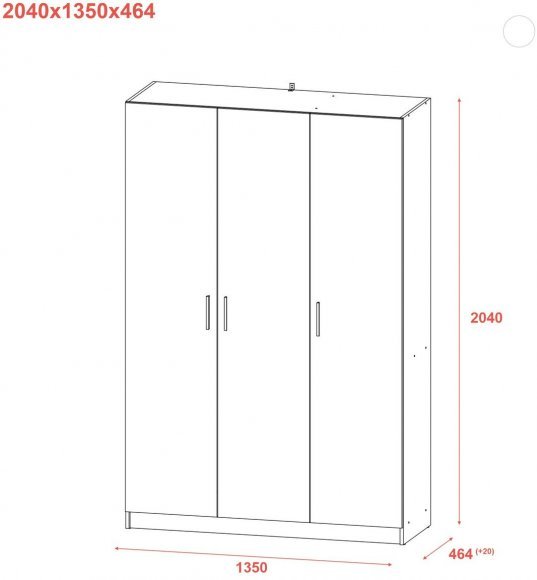 Шафа для одягу Doros Промо Сірий 3 ДСП 135х48х204 (DRS-011626) Шафа для одягу Doros Промо Сірий 3 ДСП 135х48х204 (DRS-011626)