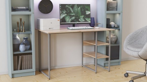Комп'ютерний стіл Ferrum-decor Гаррі 75x140x70 чорний ДСП Дуб Сан-Марино 16мм (FRD-103564)