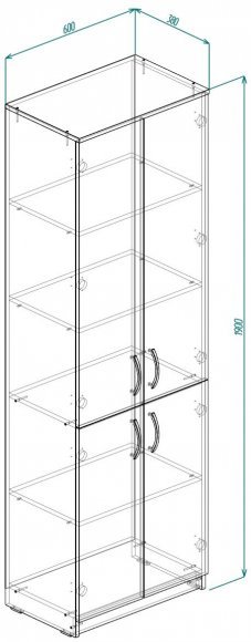 Шафа Анжело Ferrum-decor на 5 полиць з 4 дверима 1900x600x380 ДСП Біле 16 мм (FRD-105001)