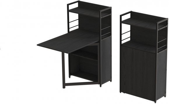 Стіл книжка з етажеркою Практик 1 Ferrum-decor 120x64x99 Чорний метал ДСП Сосна Кембра 16 мм (FRD-104613)