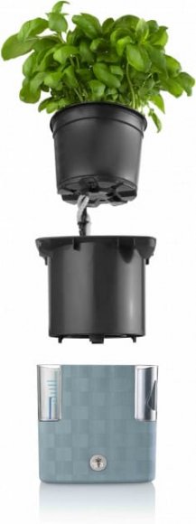 Вазон із системою автополиву Cobble 2,2 л металевий блакитний (8595096964135) 79002