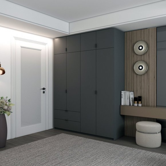 Шафа розпашна с антресолью Doros Лукас 180х50х240 см Графіт (DRS-011192)