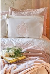 Набір постіль з покривалом + плед Desire pudra 2020-1 пудра євро (10) 200х220 см