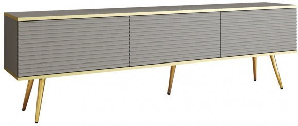 Тумба під телевізор Perfect Home Оро / Oro 3-дверна з золотими ніжками RTV175 MDF Сірий (PFH-091342) Тумба під телевізор Perfect Home Оро / Oro 3-дверна з золотими ніжками RTV175 MDF Сірий (PFH-091342)