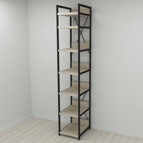 Шафа Гардероб Уні секція 4 серії Конект Ferrum-decor 220x40x50см Чорний метал ДСП Дуб Сонома 32 мм (FRD-104549)