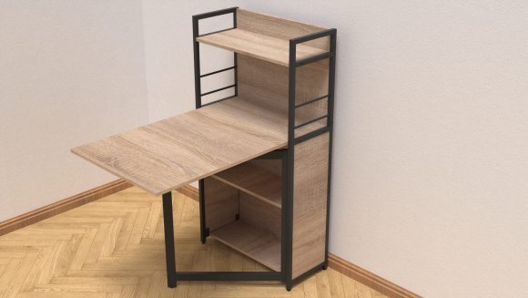 Стіл книжка з етажеркою Практик 1 Ferrum-decor 1200x640x990 Чорний метал ДСП Дуб Сонома 16 мм (FRD-104614)