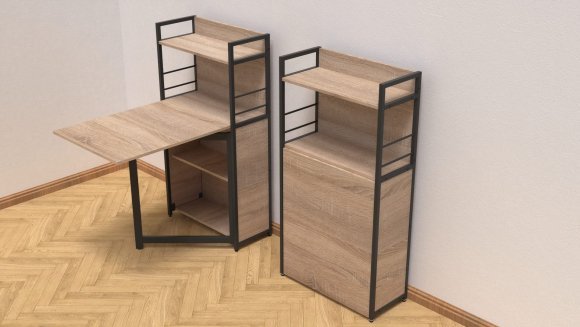 Стіл книжка з етажеркою Практик 1 Ferrum-decor 1200x640x990 Чорний метал ДСП Дуб Сонома 16 мм (FRD-104614)