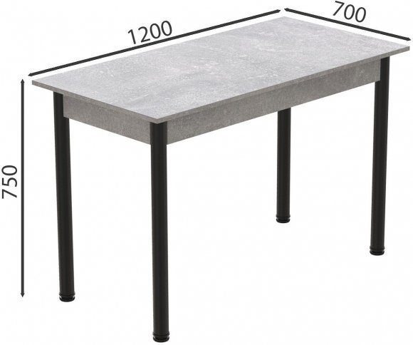 Стіл кухонний Ferrum-decor Беніта 75x120x70 Чорний ДСП Бетон 16мм (FRD-105569)