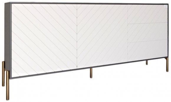 Комод з золотими металевими ніжками LION Амарант 168x40x76,5 см Антрацит/Білий (LION-041950) Комод з золотими металевими ніжками LION Амарант 168x40x76,5 см Антрацит/Білий (LION-041950)