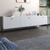 Тумба під телевізор на 3 шухляди LION Wood з чорними ніжками 160х65х40 см Бетон style (LION-043094) Тумба під телевізор на 3 шухляди LION Wood з чорними ніжками 160х65х40 см Бетон style (LION-043094)