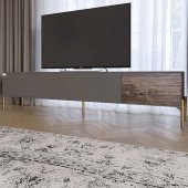 Тумба під телевізор на золотих металевих ніжках LION Грей Антрацит/Дерево (LION-042517)