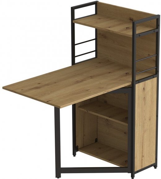Стіл книжка з етажеркою Практик 1 Ferrum-decor 1200x640x990 Чорний метал ДСП Дуб Артизан 16 мм (FRD-104616)