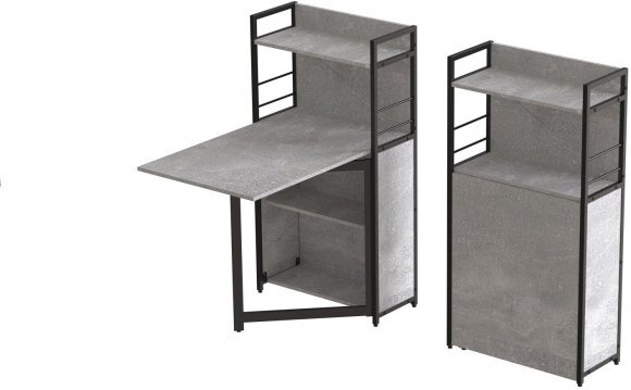 Стіл книжка з етажеркою Практик 1 Ferrum-decor 1200x640x990 Чорний метал ДСП Бетон 16 мм (FRD-104617)