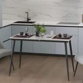 Стіл кухонний розкладний Данді на конусних ногах Ferrum-decor 75x120 160)x60 Чорний метал ДСП Бетон 16 мм (FRD-106769)