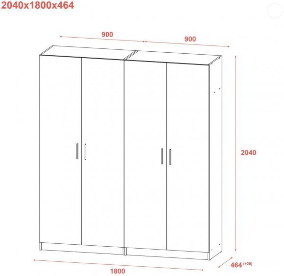 Шафа для одягу Doros Промо Сірий 2+2 ДСП 180х48х204 DRS-011630 (80737766) Шафа для одягу Doros Промо Сірий 2+2 ДСП 180х48х204 DRS-011630 (80737766)