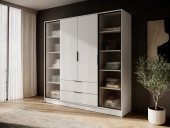 Гардеробна / шафа для одягу Perfect Home Келлі / Kelly 4DRD 4-дверна з боковими прозорими дверцятами Кашемір (PFH-091890)