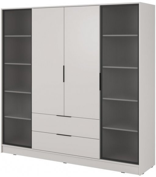 Гардеробна / шафа для одягу Perfect Home Келлі / Kelly 4DRD 4-дверна з боковими прозорими дверцятами Кашемір (PFH-091890)