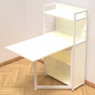 Стіл книжка з етажеркою Практик 1 Ferrum-decor 1200x640x990 Білий метал ДСП Біле 16 мм (FRD-104618)