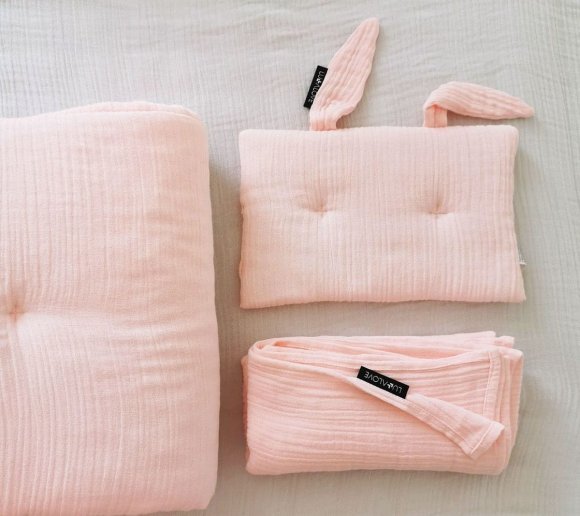 Подушка-кролик муслінова 20x30 см Powder Pink lullalove-7446