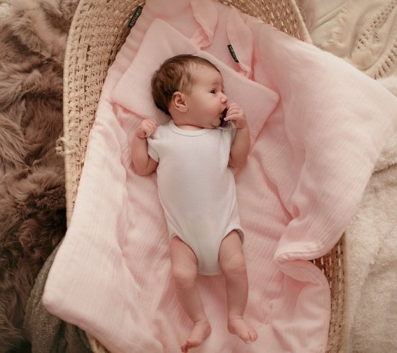 Подушка-кролик муслінова 20x30 см Powder Pink lullalove-7446