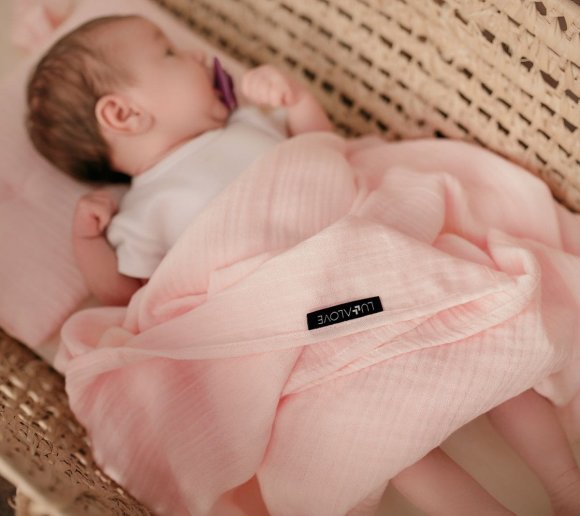 Подушка-кролик муслінова 20x30 см Powder Pink lullalove-7446