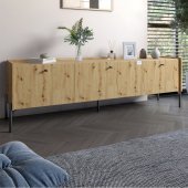 Тумба під телевізор на 3 шухляди LION Wood з чорними ніжками 160х65х40 см Дуб Артизан (LION-043098) Тумба під телевізор на 3 шухляди LION Wood з чорними ніжками 160х65х40 см Дуб Артизан (LION-043098)