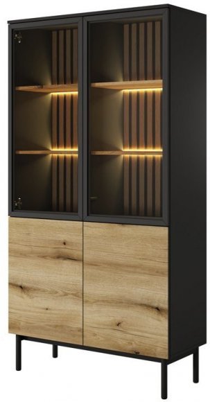 Вітрина висока з підсвіткою Perfect Home Ланг / Lang 4-дверна 4D2W/100 Чорний/дуб евок (PFH-091140) Вітрина висока з підсвіткою Perfect Home Ланг / Lang 4-дверна 4D2W/100 Чорний/дуб евок (PFH-091140)