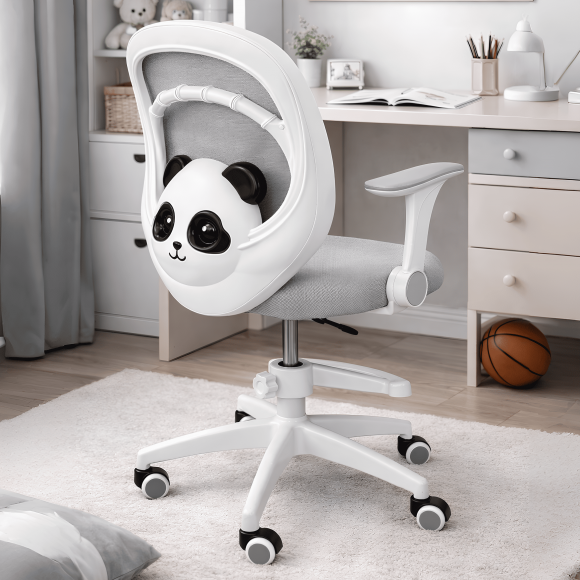 Крісло обертове дитяче з підставкою для ніг PERFECT KIDS PANDA GRAY Perfect Home Сірий (PFH-092110)