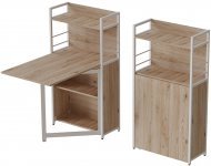 Стіл книжка з етажеркою Практик 1 Ferrum-decor 1200x640x990 Білий метал ДСП Дуб Сан-Марино 16 мм (FRD-104619)