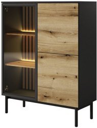 Вітрина низька з підсвіткою Perfect Home Ланг / Lang 3-дверна 3D1W/100 Чорний/дуб евок (PFH-091141) Вітрина низька з підсвіткою Perfect Home Ланг / Lang 3-дверна 3D1W/100 Чорний/дуб евок (PFH-091141)