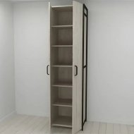 Шафа Гардероб Уні секція 7 серії Конект Ferrum-decor 220x60x50см Чорний метал ДСП Білий 16 мм (FRD-104559)