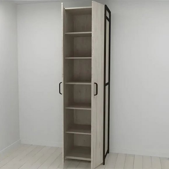 Шафа Гардероб Уні секція 7 серії Конект Ferrum-decor 220x60x50см Чорний метал ДСП Білий 16 мм (FRD-104559)