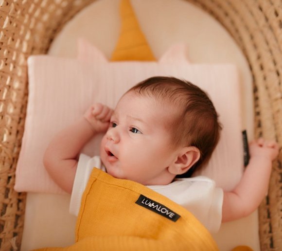 Подушка-єдиноріг муслінова 20x30 см Powder Pink lullalove-7521