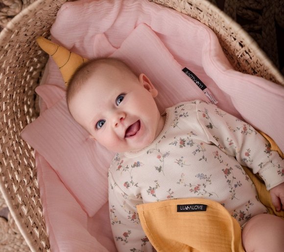 Подушка-єдиноріг муслінова 20x30 см Powder Pink lullalove-7521