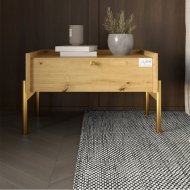 Тумба приліжкова LION Wood з однією шухлядою Дуб Артизан (золоті ножки) (LION-041316)