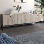 Тумба під телевізор на 3 шухляди LION Wood з чорними ніжками 160х65х40 см Дуб Сонома (LION-043100) Тумба під телевізор на 3 шухляди LION Wood з чорними ніжками 160х65х40 см Дуб Сонома (LION-043100)