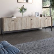 Тумба під телевізор на 3 шухляди LION Wood з чорними ніжками 160х65х40 см Дуб Сонома (LION-043100) Тумба під телевізор на 3 шухляди LION Wood з чорними ніжками 160х65х40 см Дуб Сонома (LION-043100)