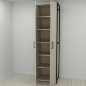 Шафа Гардероб Уні секція 7 серії Конект Ferrum-decor 220x60x50см Чорний метал ДСП Дуб Сонома 16 мм (FRD-104561)
