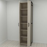 Шафа Гардероб Уні секція 7 серії Конект Ferrum-decor 220x60x50см Чорний метал ДСП Дуб Сонома 16 мм (FRD-104561)