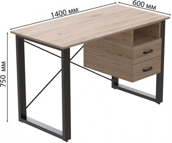 Письмовий стіл із ящиками Ferrum-decor Оскар 750x1400x600 метал Чорний ДСП Дуб Сан-Марино 16 мм (FRD-103235) Письмовий стіл із ящиками Ferrum-decor Оскар 750x1400x600 метал Чорний ДСП Дуб Сан-Марино 16 мм (FRD-103235)