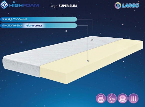 Матрас безпружинний Super Slim 80х160х10 см