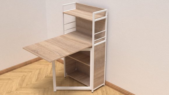 Стіл книжка з етажеркою Практик 1 Ferrum-decor 1200x640x990 Білий метал ДСП Дуб Сонома 16 мм (FRD-104621) Стіл книжка з етажеркою Практик 1 Ferrum-decor 1200x640x990 Білий метал ДСП Дуб Сонома 16 мм (FRD-104621)