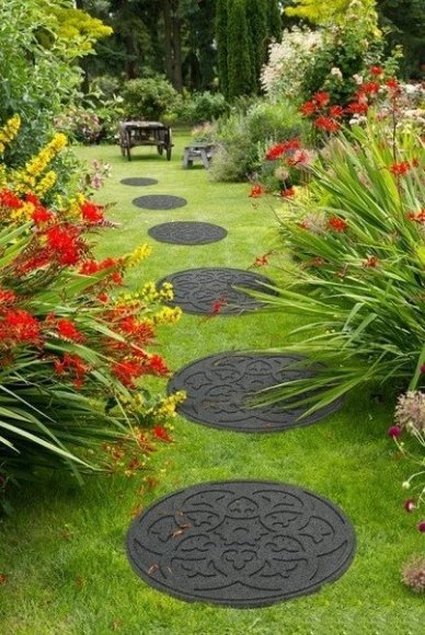 Декор для садових доріжок діаметр 45 см сірий орнамент EU5000052 Декор для садових доріжок діаметр 45 см сірий орнамент EU5000052