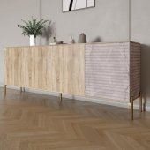 Комод на золотих металевих ніжках LION Грей 204x38x76,5 см Дуб сонома/Камінь (LION-042687)