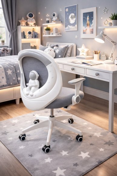 Крісло обертове дитяче з підставкою для ніг PERFECT KIDS ASTRONAUT GRAY Perfect Home Сірий (PFH-092113) Крісло обертове дитяче з підставкою для ніг PERFECT KIDS ASTRONAUT GRAY Perfect Home Сірий (PFH-092113)