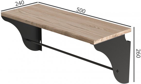 Настінна полиця Ferrum-decor Комфі 260x500x240 метал Чорний ДСП Дуб Сан-Марино 16 мм (FRD-102717)