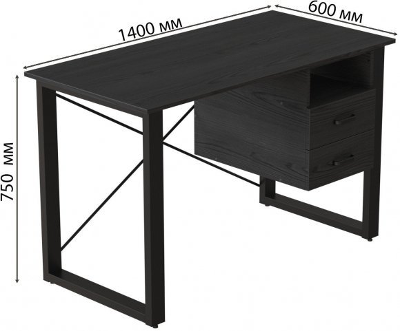 Письмовий стіл із ящиками Ferrum-decor Оскар 750x1400x600 метал Чорний ДСП Сосна Кембра 16 мм (FRD-103236) Письмовий стіл із ящиками Ferrum-decor Оскар 750x1400x600 метал Чорний ДСП Сосна Кембра 16 мм (FRD-103236)