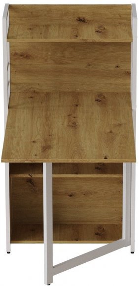 Стіл книжка з етажеркою Практик 1 Ferrum-decor 1200x640x990 Білий метал ДСП Дуб Артизан 16 мм (FRD-104623) Стіл книжка з етажеркою Практик 1 Ferrum-decor 1200x640x990 Білий метал ДСП Дуб Артизан 16 мм (FRD-104623)