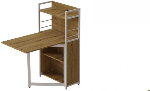 Стіл книжка з етажеркою Практик 1 Ferrum-decor 1200x640x990 Білий метал ДСП Дуб Артизан 16 мм (FRD-104623) Стіл книжка з етажеркою Практик 1 Ferrum-decor 1200x640x990 Білий метал ДСП Дуб Артизан 16 мм (FRD-104623)
