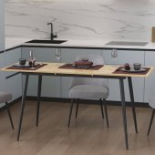 Стіл кухонний розкладний Данді на конусних ногах Ferrum-decor 75x120 160)x60 Чорний метал ДСП Дуб Артизан 16 мм (FRD-106776)